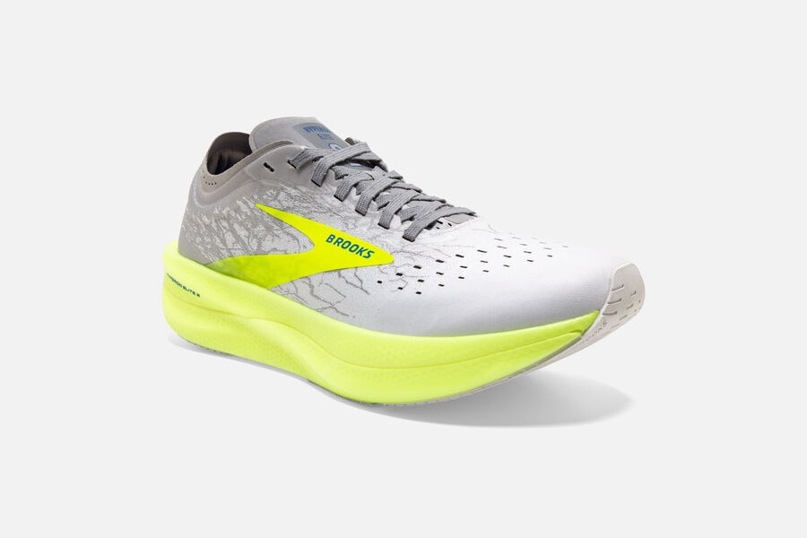 Brooks Israel Hyperion Elite 2 Spikes Shoes Mens - White/Grey/Green - OQP-506134